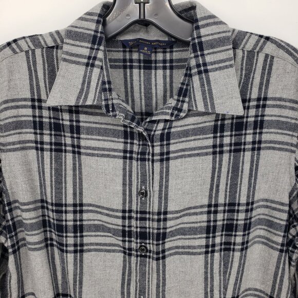 Brooks Brothers Plaid Flannel Button Down Shirt Top 8 Womens Long Sleeve Gray - Picture 5 of 9